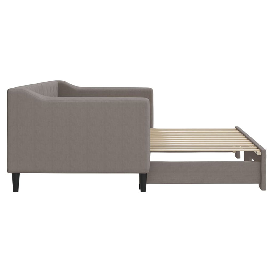 Slaapbank met onderschuifbed 80x200 cm stof taupe 80 x 200 cm Taupe met onderschuifbed