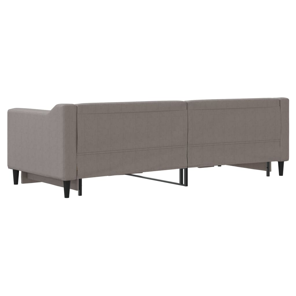 Slaapbank met onderschuifbed 80x200 cm stof taupe 80 x 200 cm Taupe met onderschuifbed