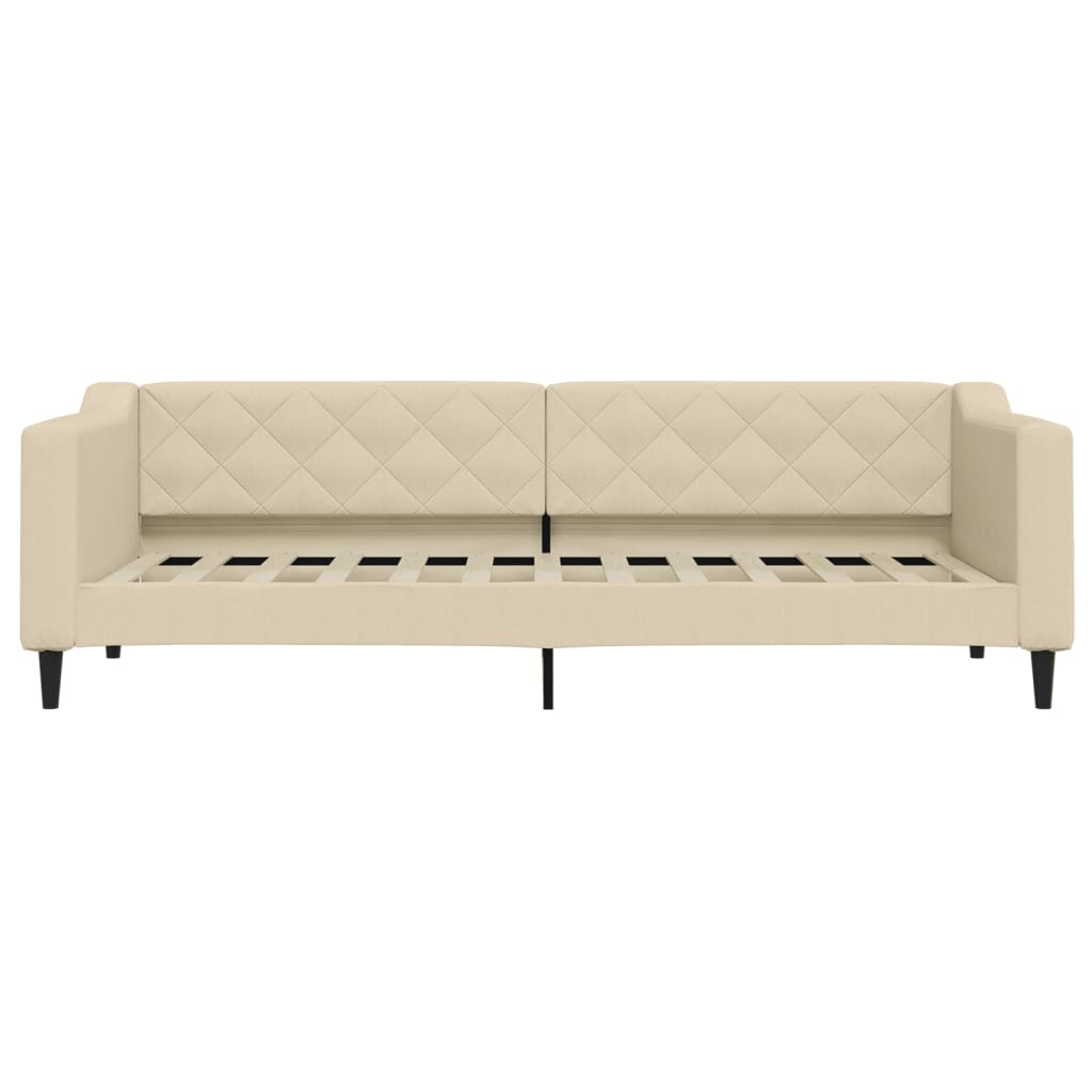 Slaapbank met onderschuifbed 80x200 cm stof crèmekleurig 80 x 200 cm Crème met onderschuifbed