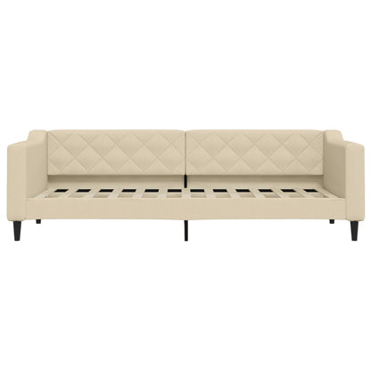 Slaapbank met onderschuifbed 80x200 cm stof crèmekleurig 80 x 200 cm Crème met onderschuifbed