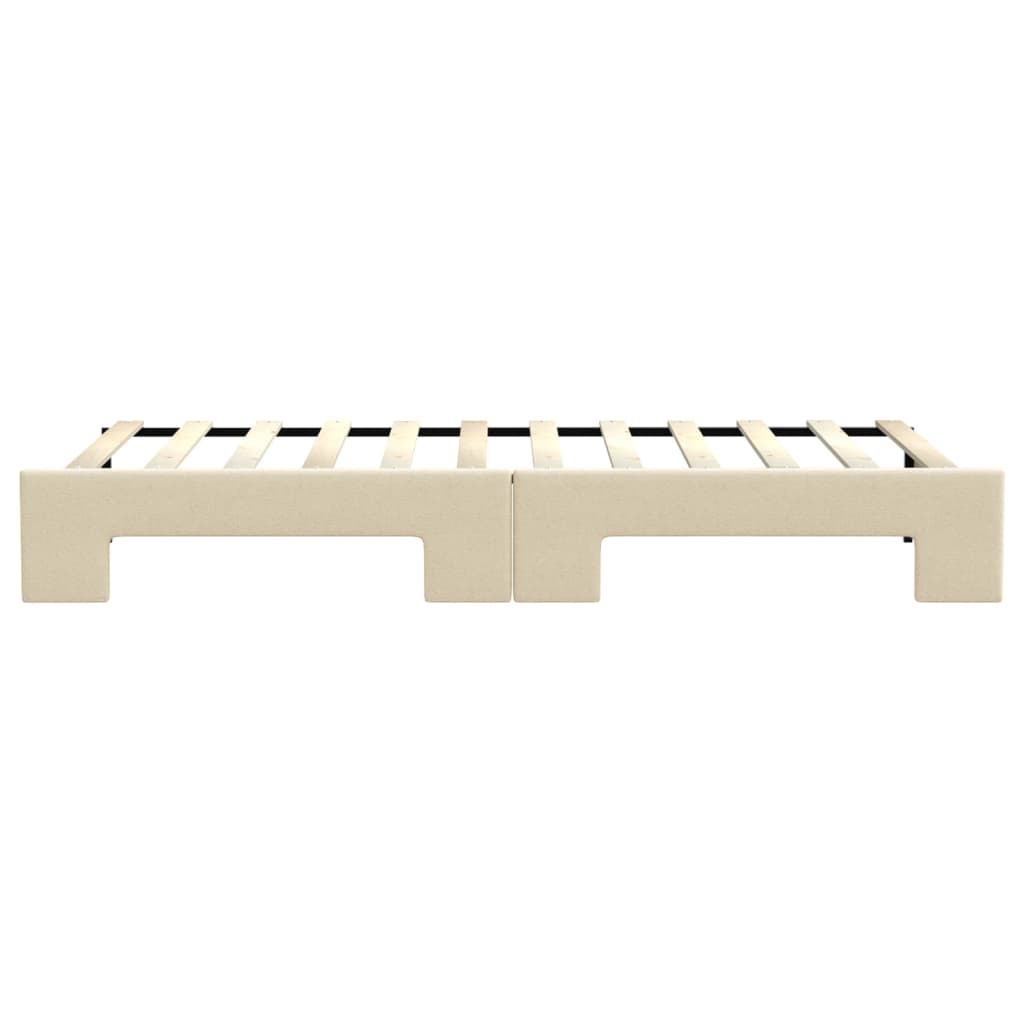 Slaapbank met onderschuifbed 80x200 cm stof crèmekleurig 80 x 200 cm Crème met onderschuifbed
