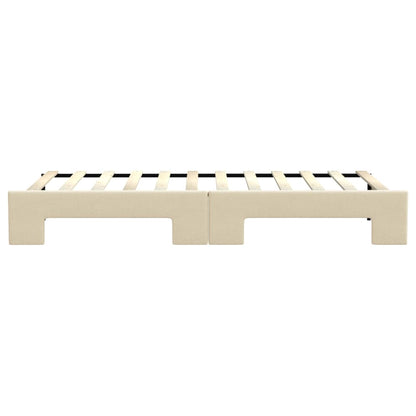 Slaapbank met onderschuifbed 80x200 cm stof crèmekleurig 80 x 200 cm Crème met onderschuifbed