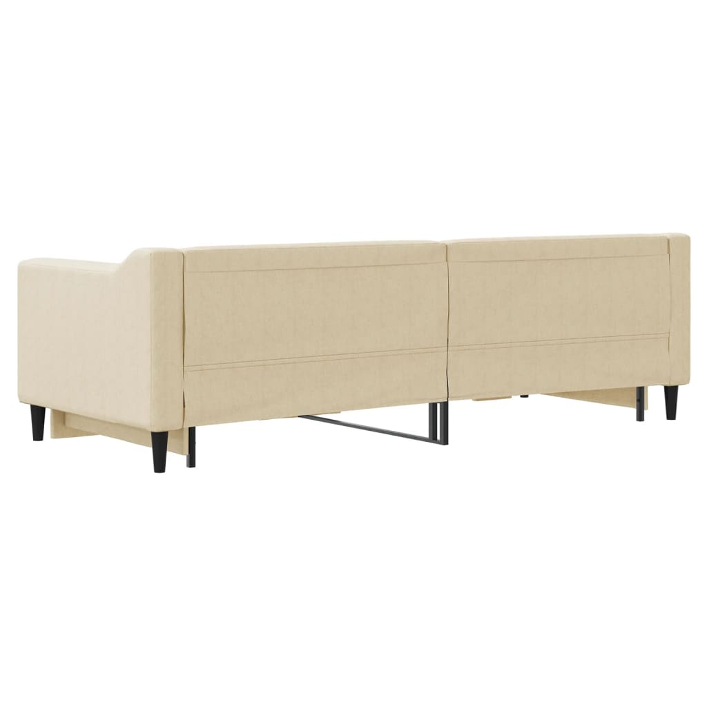 Slaapbank met onderschuifbed 80x200 cm stof crèmekleurig 80 x 200 cm Crème met onderschuifbed