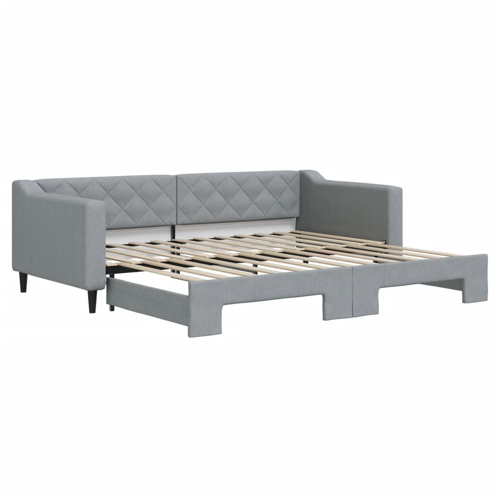 Slaapbank met onderschuifbed 90x200 cm stof lichtgrijs 90 x 200 cm Lichtgrijs met onderschuifbed