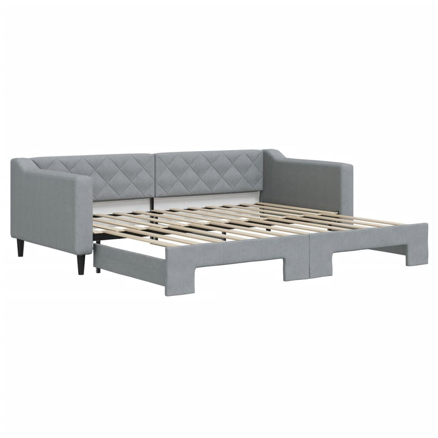 Slaapbank met onderschuifbed 90x200 cm stof lichtgrijs 90 x 200 cm Lichtgrijs met onderschuifbed