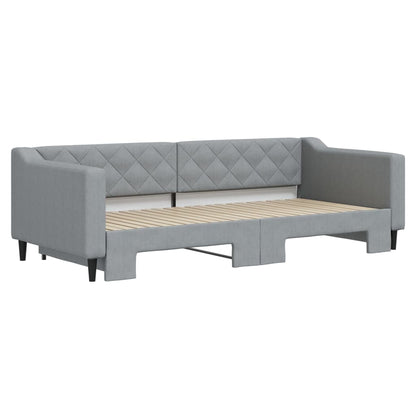 Slaapbank met onderschuifbed 90x200 cm stof lichtgrijs 90 x 200 cm Lichtgrijs met onderschuifbed