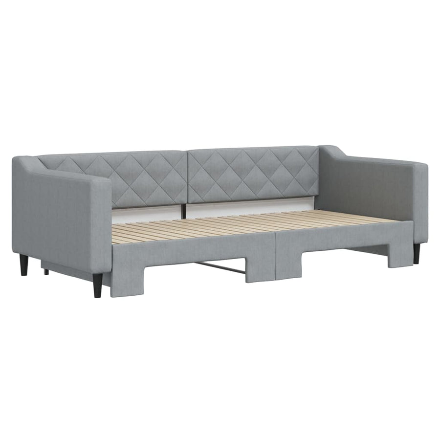 Slaapbank met onderschuifbed 90x200 cm stof lichtgrijs 90 x 200 cm Lichtgrijs met onderschuifbed