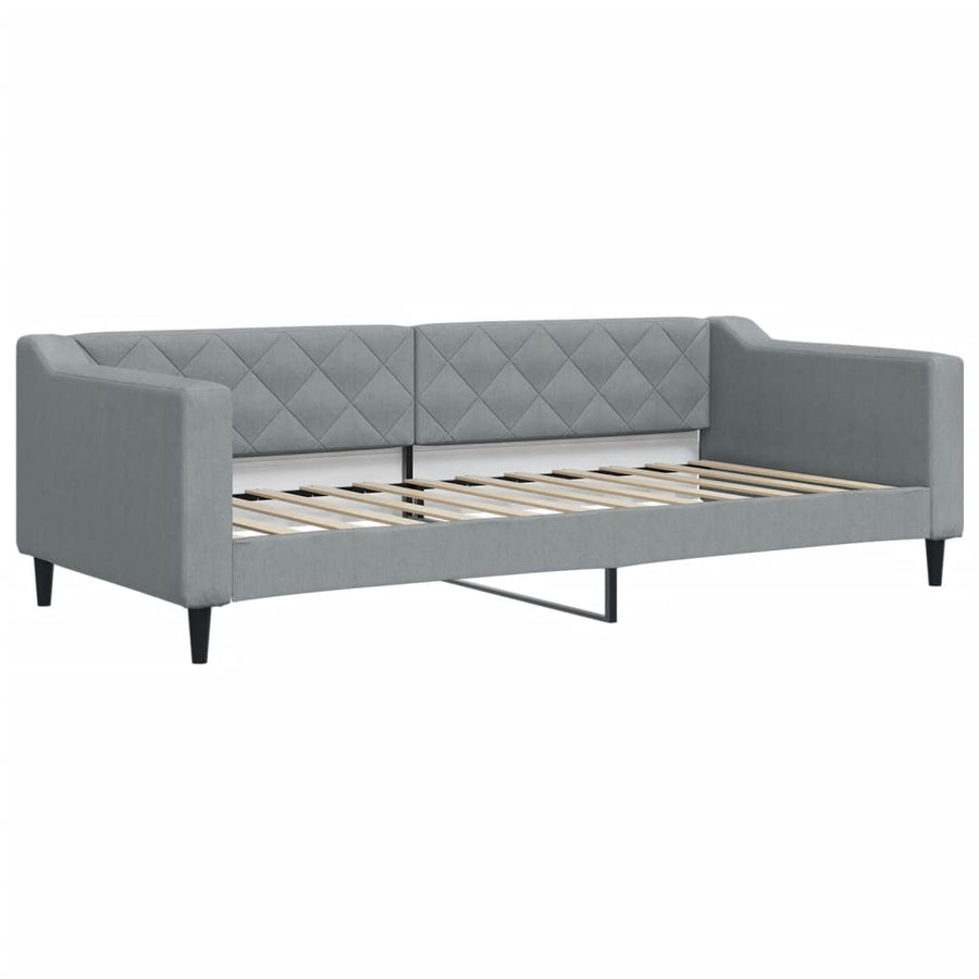 Slaapbank met onderschuifbed 90x200 cm stof lichtgrijs 90 x 200 cm Lichtgrijs met onderschuifbed