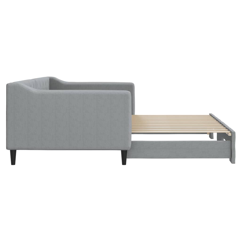 Slaapbank met onderschuifbed 90x200 cm stof lichtgrijs 90 x 200 cm Lichtgrijs met onderschuifbed