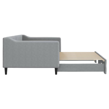 Slaapbank met onderschuifbed 90x200 cm stof lichtgrijs 90 x 200 cm Lichtgrijs met onderschuifbed