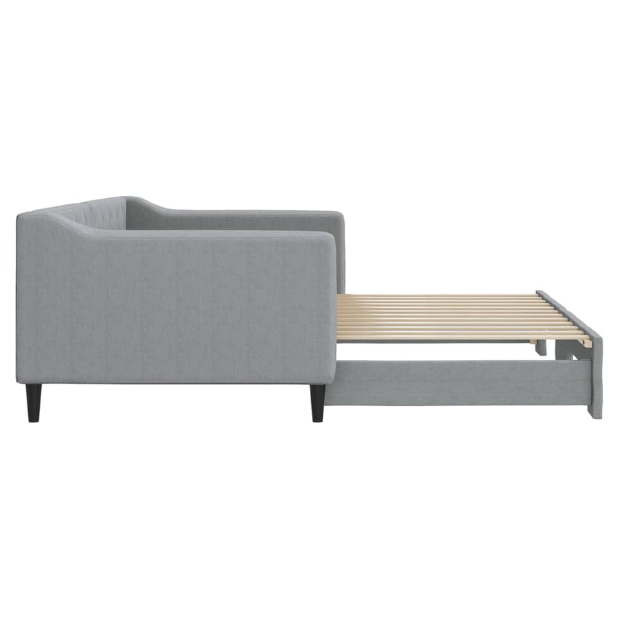 Slaapbank met onderschuifbed 90x200 cm stof lichtgrijs 90 x 200 cm Lichtgrijs met onderschuifbed