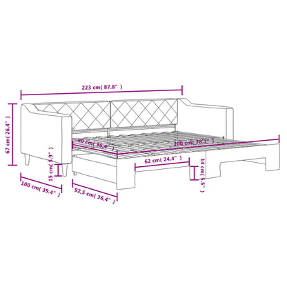 Slaapbank met onderschuifbed 90x200 cm stof lichtgrijs 90 x 200 cm Lichtgrijs met onderschuifbed