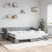 Slaapbank met onderschuifbed 90x200 cm lichtgrijs stof