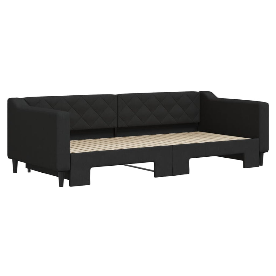 Slaapbank met onderschuifbed 90x200 cm stof zwart 90 x 200 cm Zwart met onderschuifbed