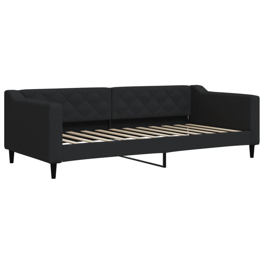 Slaapbank met onderschuifbed 90x200 cm stof zwart 90 x 200 cm Zwart met onderschuifbed