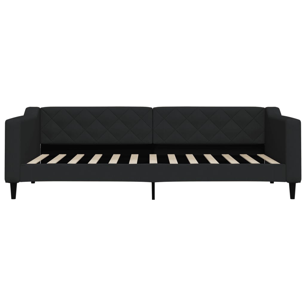 Slaapbank met onderschuifbed 90x200 cm stof zwart 90 x 200 cm Zwart met onderschuifbed