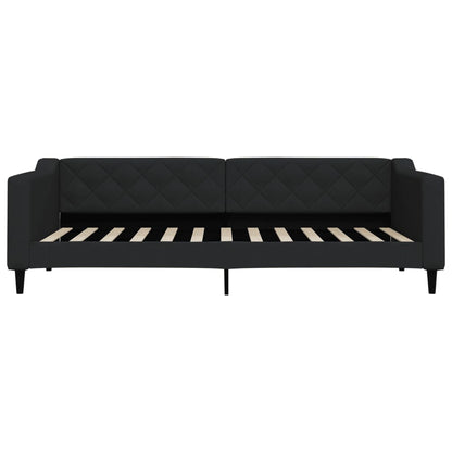 Slaapbank met onderschuifbed 90x200 cm stof zwart 90 x 200 cm Zwart met onderschuifbed