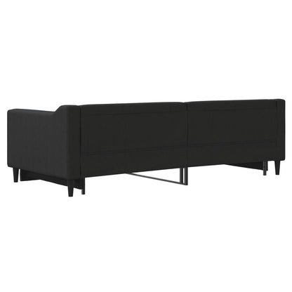 Slaapbank met onderschuifbed 90x200 cm stof zwart 90 x 200 cm Zwart met onderschuifbed