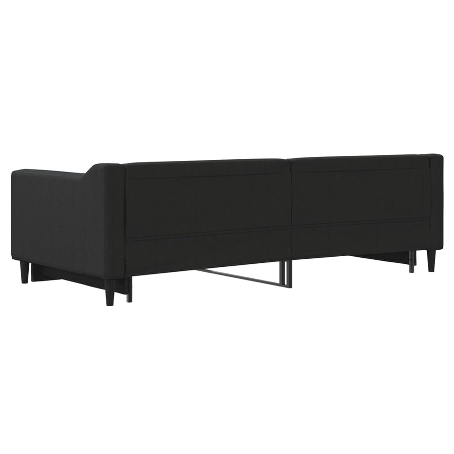 Slaapbank met onderschuifbed 90x200 cm stof zwart 90 x 200 cm Zwart met onderschuifbed