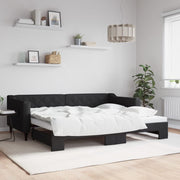 Slaapbank met onderschuifbed 90x200 cm zwart