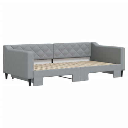 Slaapbank met onderschuifbed 100x200 cm stof lichtgrijs 100 x 200 cm Lichtgrijs met onderschuifbed