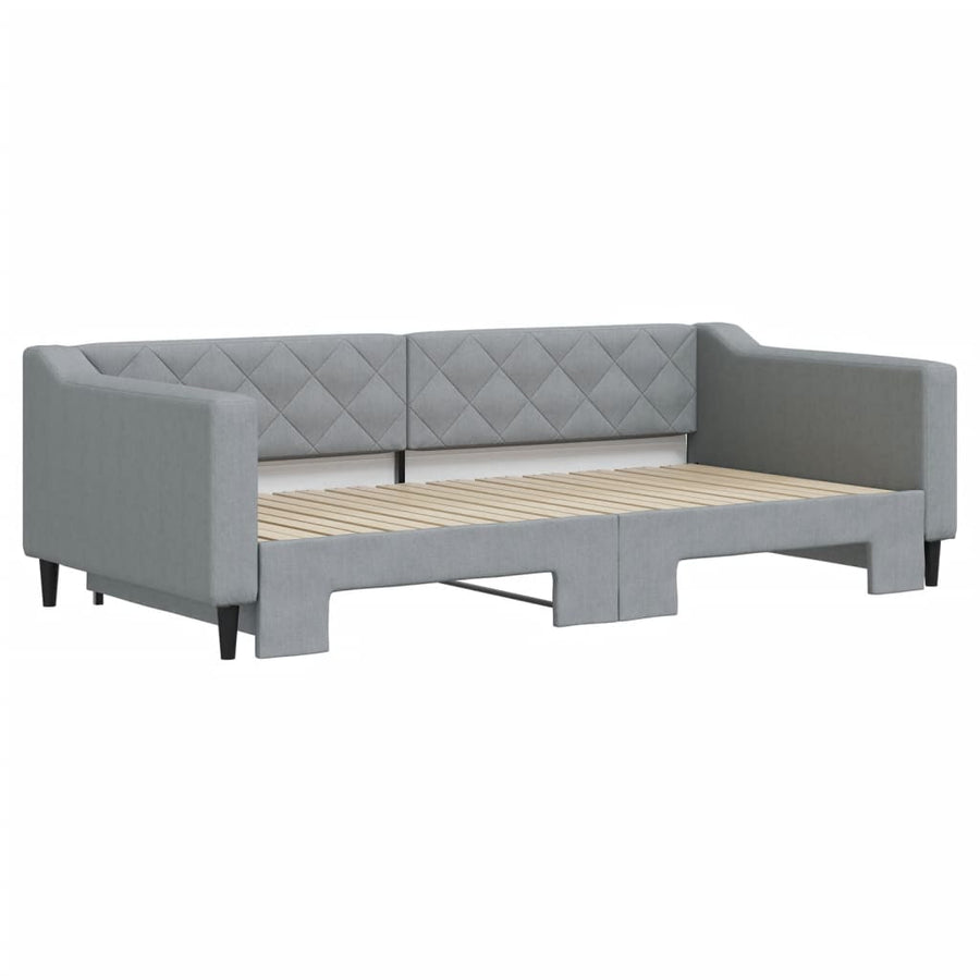 Slaapbank met onderschuifbed 100x200 cm stof lichtgrijs 100 x 200 cm Lichtgrijs met onderschuifbed