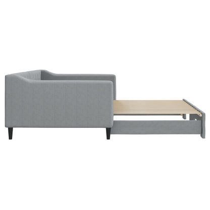 Slaapbank met onderschuifbed 100x200 cm stof lichtgrijs 100 x 200 cm Lichtgrijs met onderschuifbed