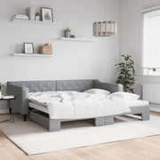 Slaapbank met onderschuifbed 100x200 cm lichtgrijs