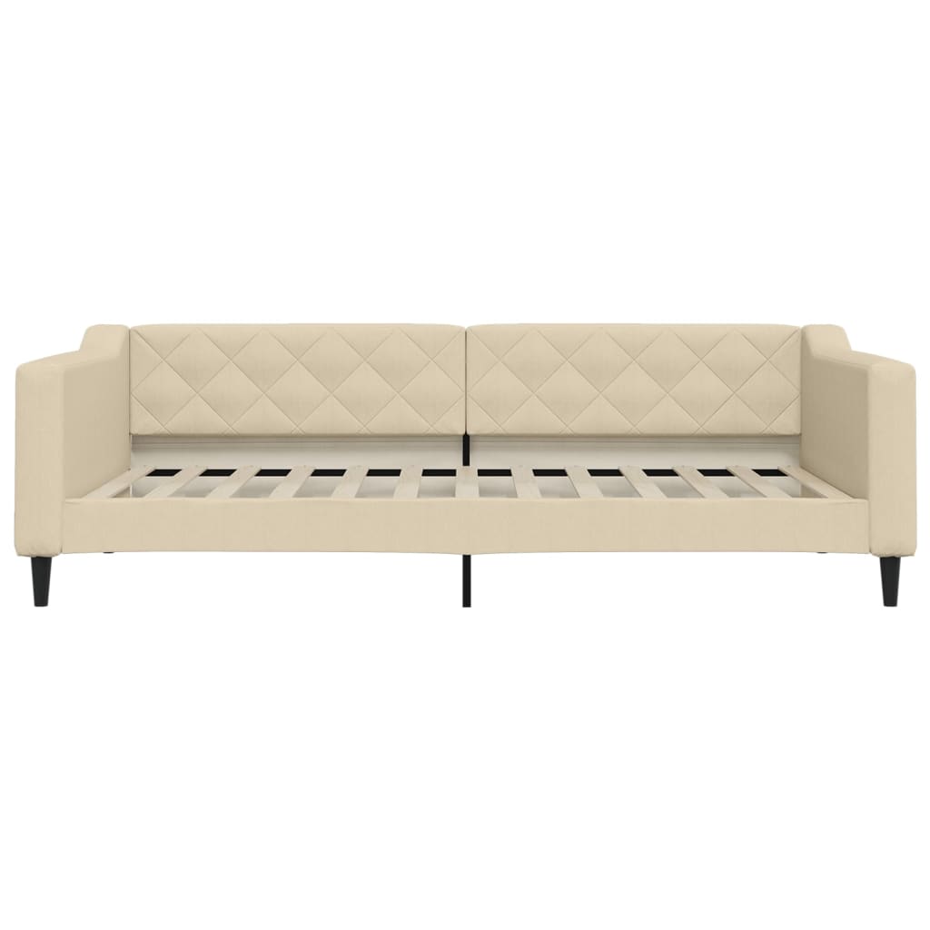 Slaapbank met onderschuifbed 100x200 cm stof crèmekleurig 100 x 200 cm Crème met onderschuifbed