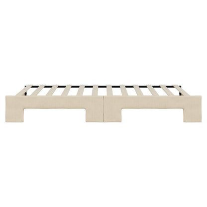 Slaapbank met onderschuifbed 100x200 cm stof crèmekleurig 100 x 200 cm Crème met onderschuifbed