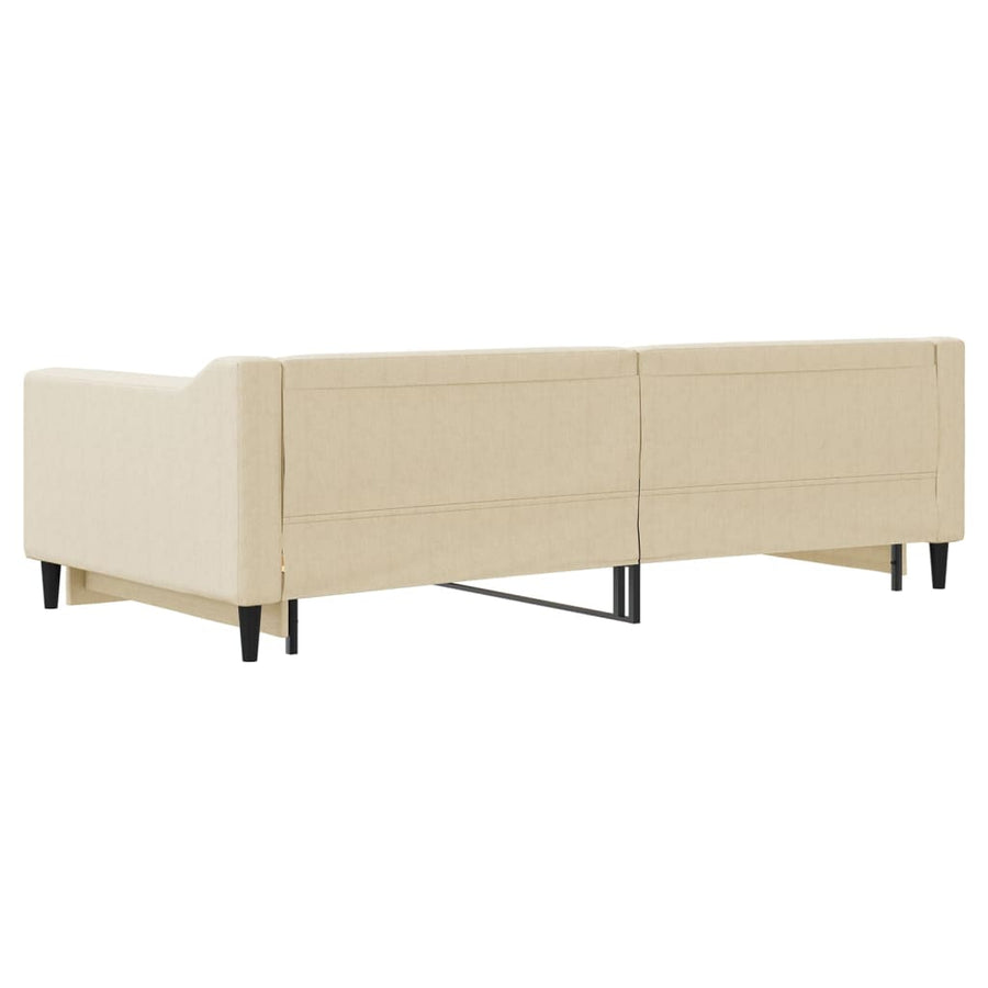 Slaapbank met onderschuifbed 100x200 cm stof crèmekleurig 100 x 200 cm Crème met onderschuifbed