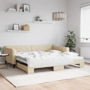 Slaapbank met onderschuifbed 100x200 cm stof crème
