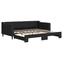 Slaapbank Stof 90 x 190 cm Zwart met onderschuifbed