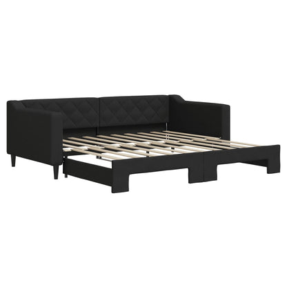 Slaapbank Stof 90 x 190 cm Zwart met onderschuifbed
