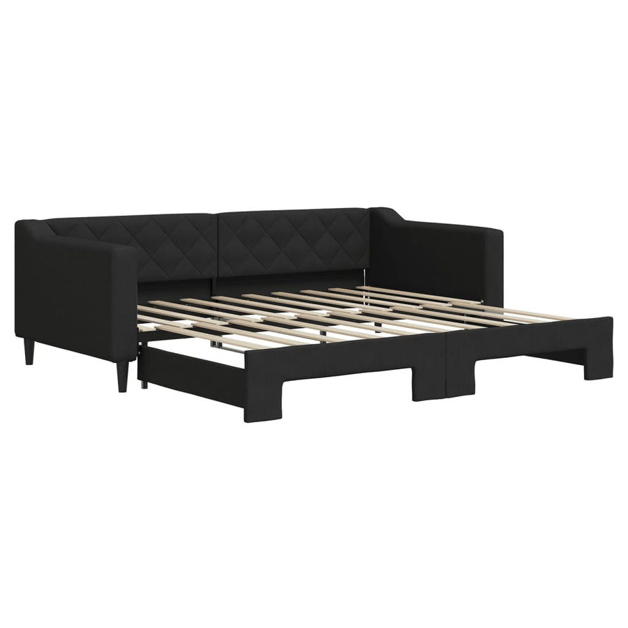 Slaapbank Stof 90 x 190 cm Zwart met onderschuifbed