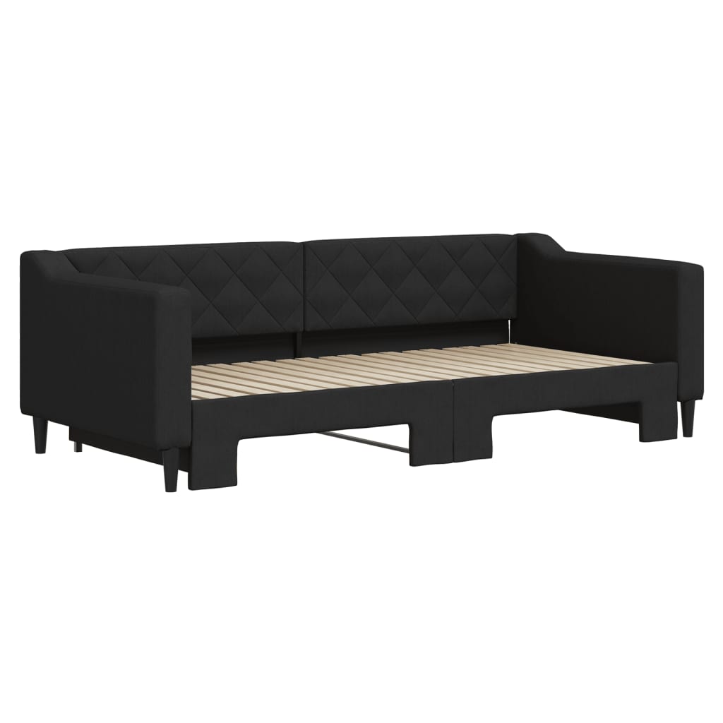 Slaapbank Stof 90 x 190 cm Zwart met onderschuifbed