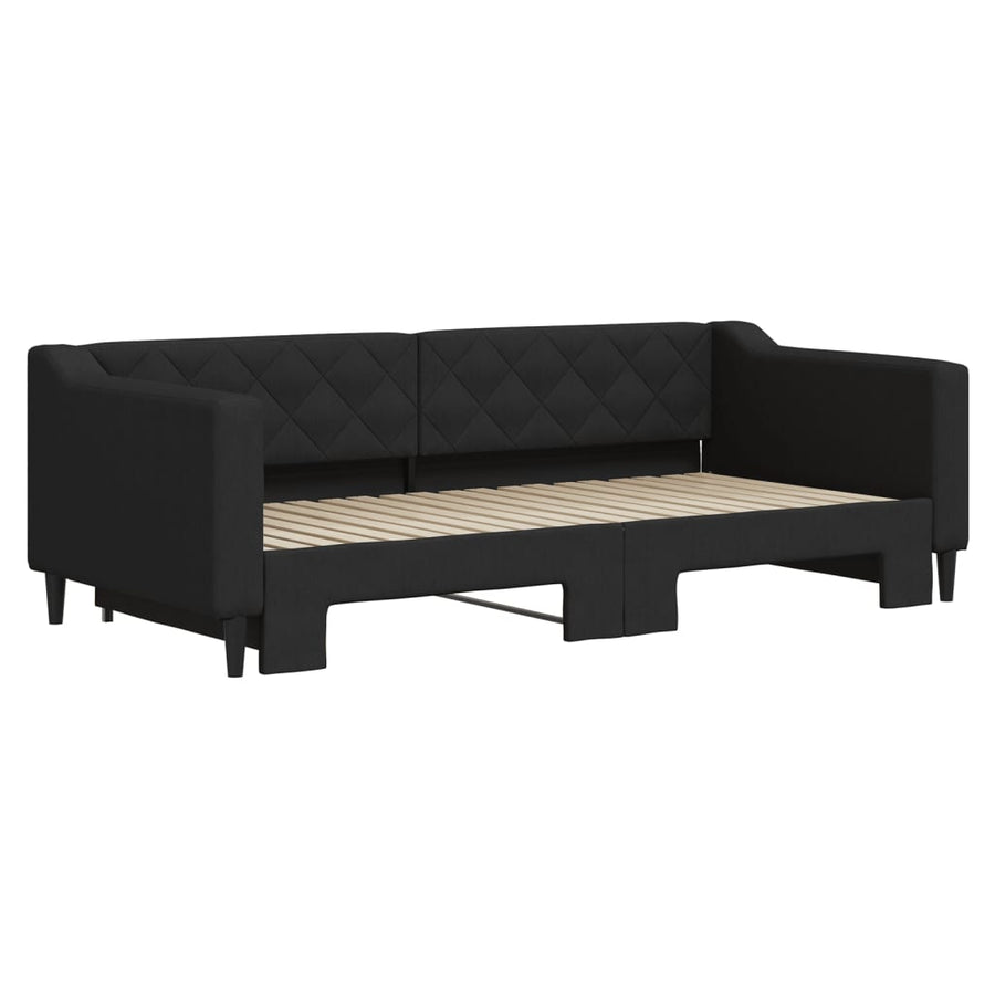 Slaapbank Stof 90 x 190 cm Zwart met onderschuifbed