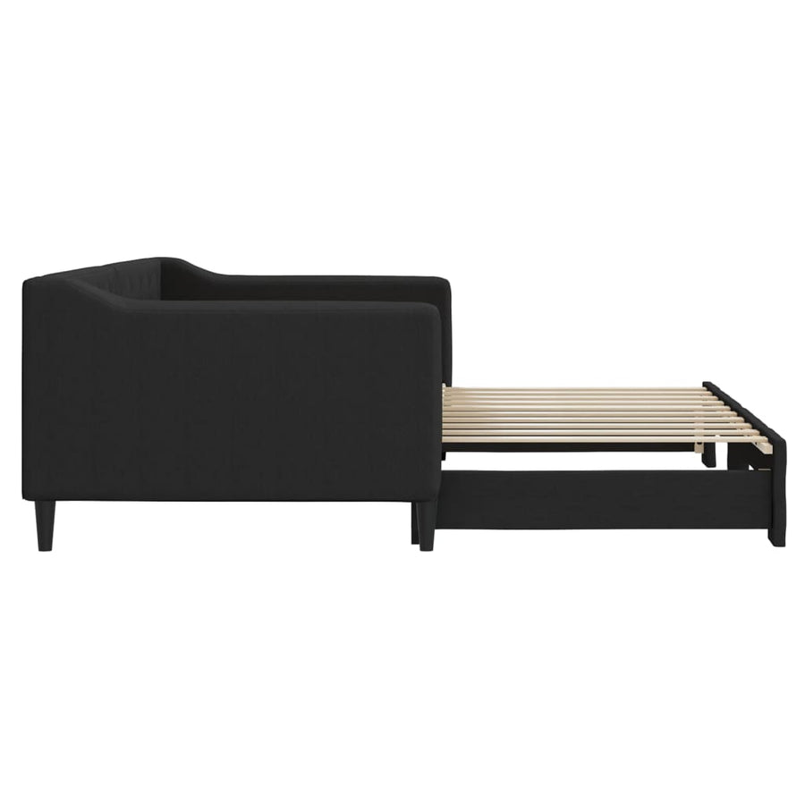 Slaapbank Stof 90 x 190 cm Zwart met onderschuifbed