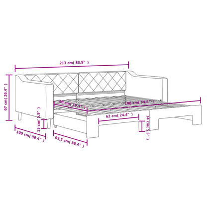 Slaapbank Stof 90 x 190 cm Zwart met onderschuifbed