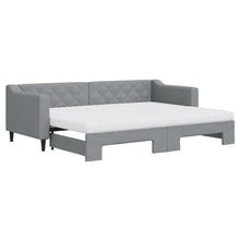 Slaapbank onderschuifbed en matrassen 80x200 cm stof lichtgrijs