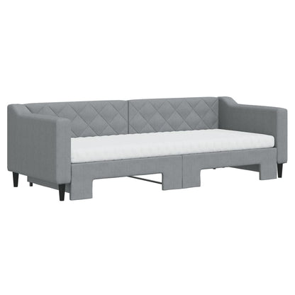 Slaapbank onderschuifbed en matrassen 80x200 cm stof lichtgrijs