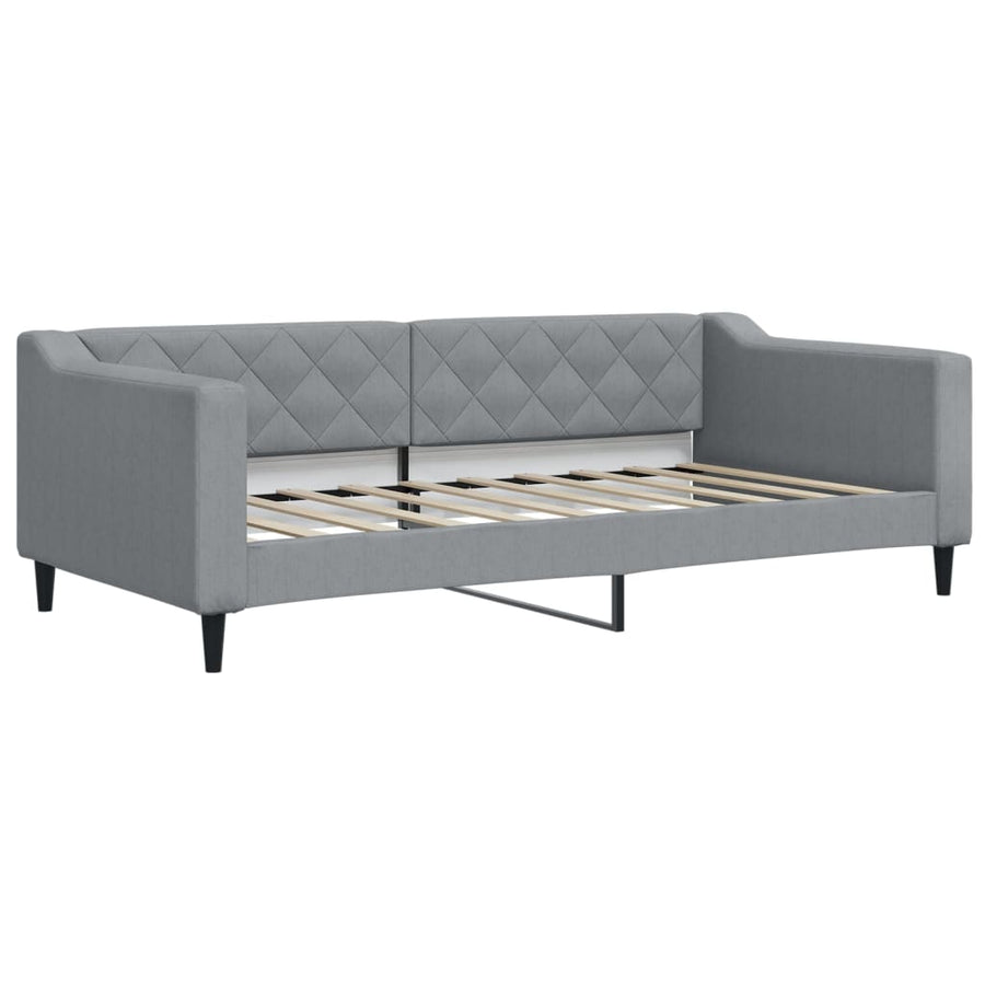 Slaapbank onderschuifbed en matrassen 80x200 cm stof lichtgrijs