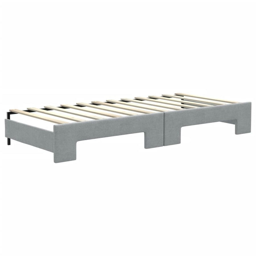 Slaapbank onderschuifbed en matrassen 80x200 cm stof lichtgrijs