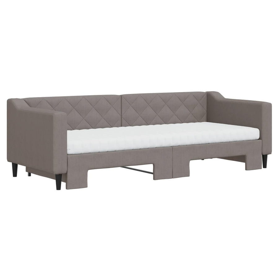 Slaapbank met onderschuifbed en matrassen 80x200 cm stof taupe 80 x 200 cm Taupe