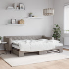 Slaapbank met onderschuifbed en matrassen 80x200 cm stof taupe 80 x 200 cm Taupe