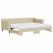 Slaapbank met onderschuifbed en matrassen 80x200 cm stof crème 80 x 200 cm Crème