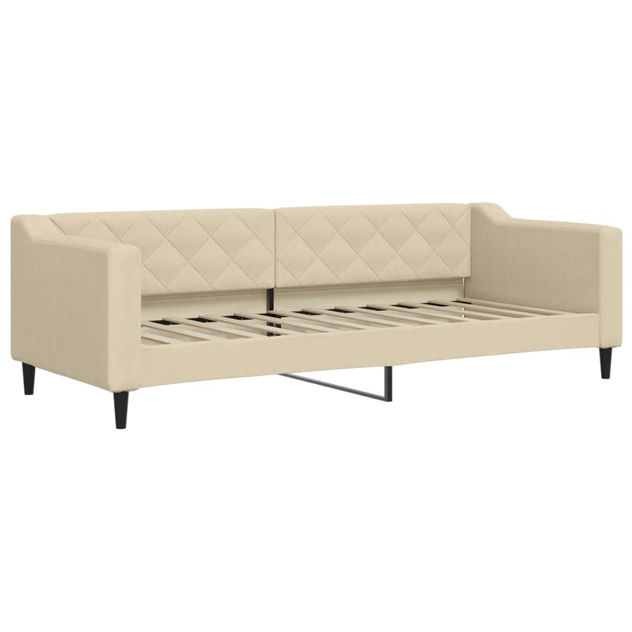 Slaapbank met onderschuifbed en matrassen 80x200 cm stof crème 80 x 200 cm Crème