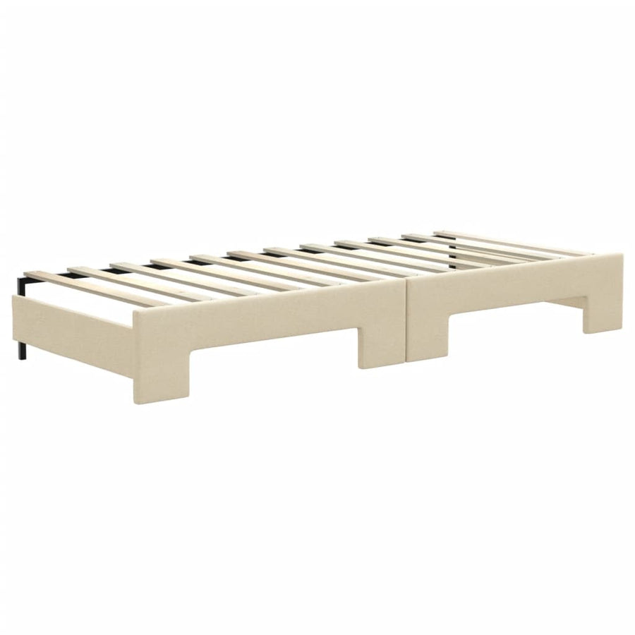 Slaapbank met onderschuifbed en matrassen 80x200 cm stof crème 80 x 200 cm Crème