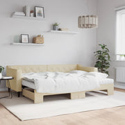 Slaapbank onderschuifbed 2x 80x200 cm crème