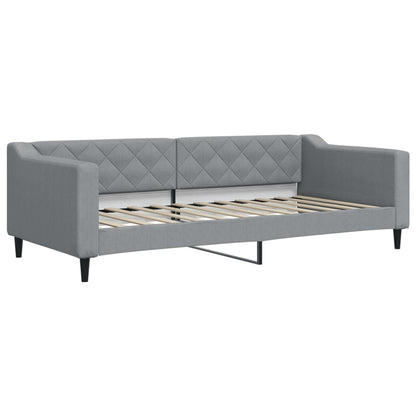 Slaapbank onderschuifbed en matrassen 90x200 cm stof lichtgrijs 90 x 200 cm Lichtgrijs met onderschuifbed en matras